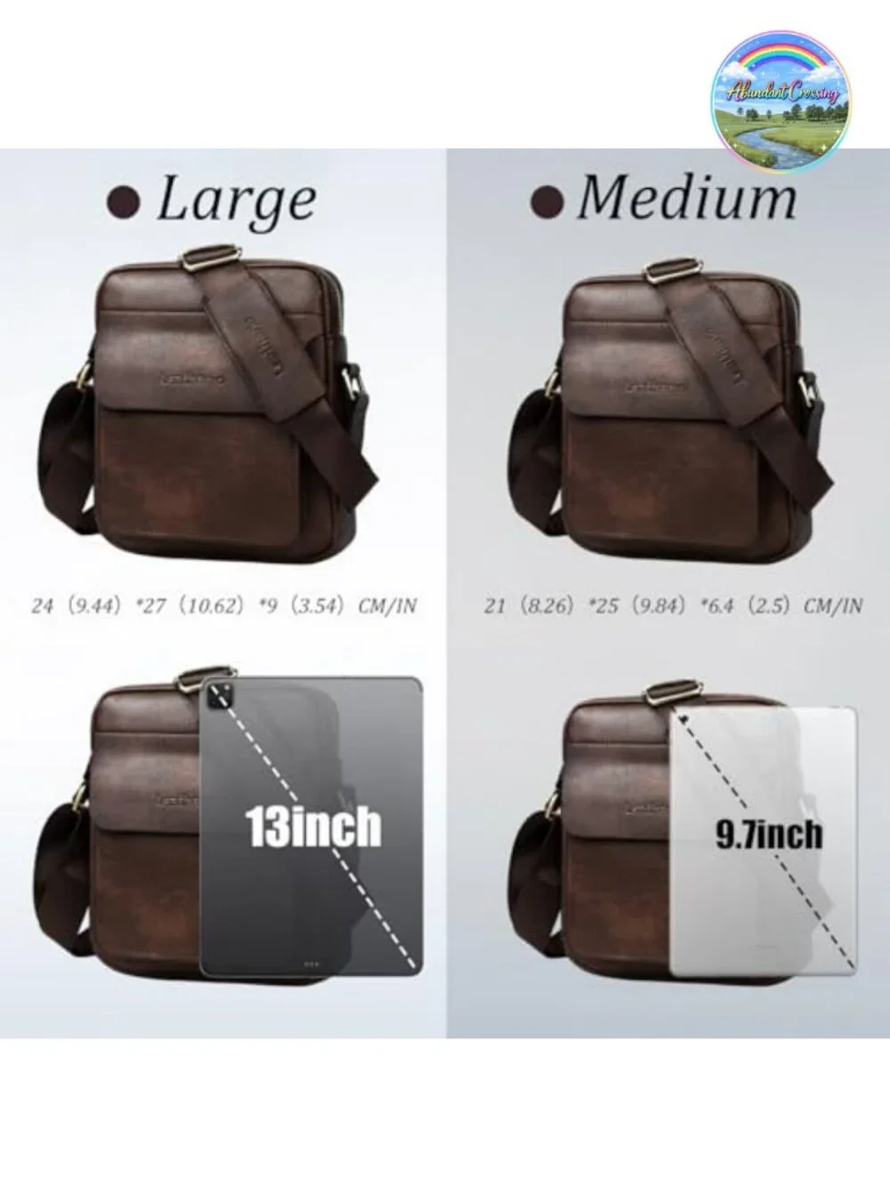 Vegan Leather Men's Messenger Crossbody Shoulder Sling Bag